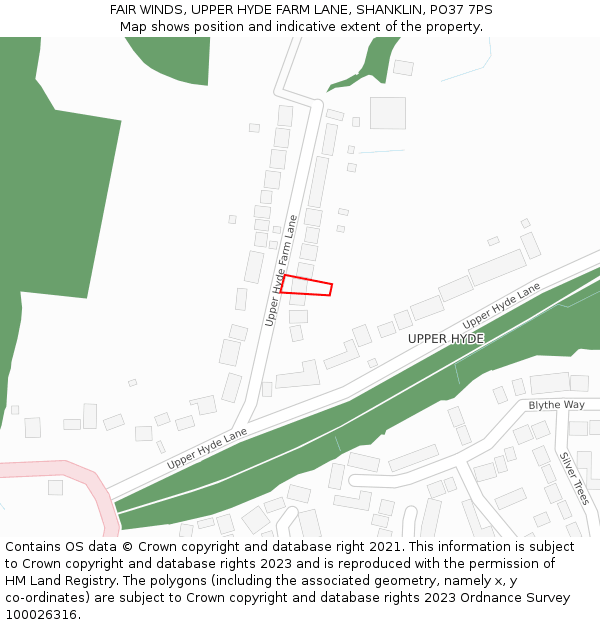 FAIR WINDS, UPPER HYDE FARM LANE, SHANKLIN, PO37 7PS: Location map and indicative extent of plot
