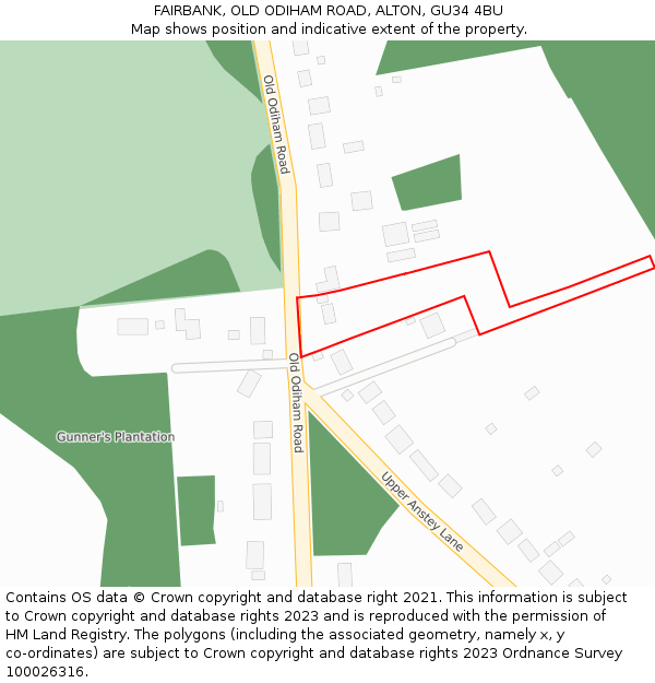 FAIRBANK, OLD ODIHAM ROAD, ALTON, GU34 4BU: Location map and indicative extent of plot