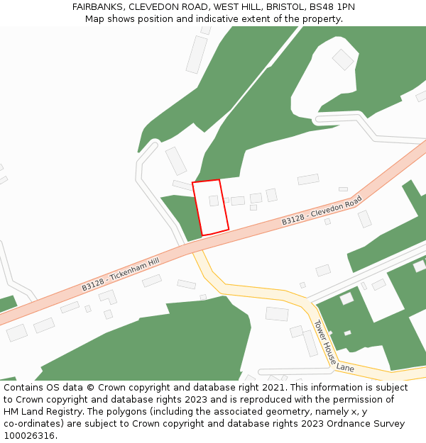 FAIRBANKS, CLEVEDON ROAD, WEST HILL, BRISTOL, BS48 1PN: Location map and indicative extent of plot