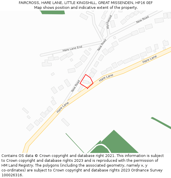 FAIRCROSS, HARE LANE, LITTLE KINGSHILL, GREAT MISSENDEN, HP16 0EF: Location map and indicative extent of plot