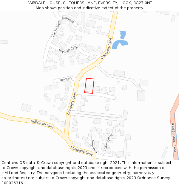 FAIRDALE HOUSE, CHEQUERS LANE, EVERSLEY, HOOK, RG27 0NT: Location map and indicative extent of plot
