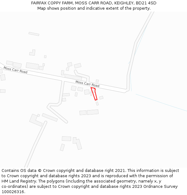 FAIRFAX COPPY FARM, MOSS CARR ROAD, KEIGHLEY, BD21 4SD: Location map and indicative extent of plot