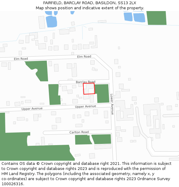 FAIRFIELD, BARCLAY ROAD, BASILDON, SS13 2LX: Location map and indicative extent of plot