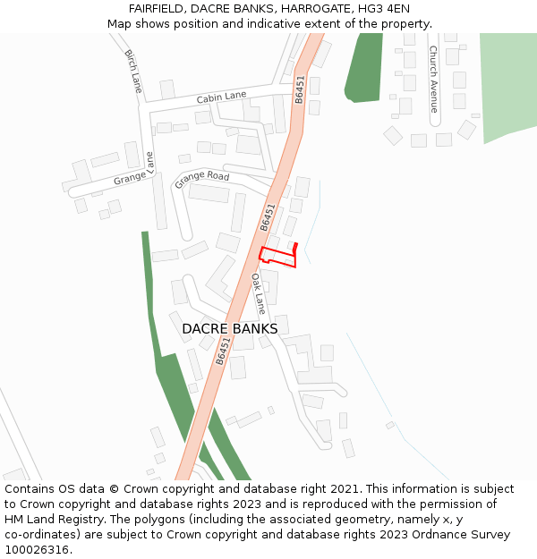 FAIRFIELD, DACRE BANKS, HARROGATE, HG3 4EN: Location map and indicative extent of plot