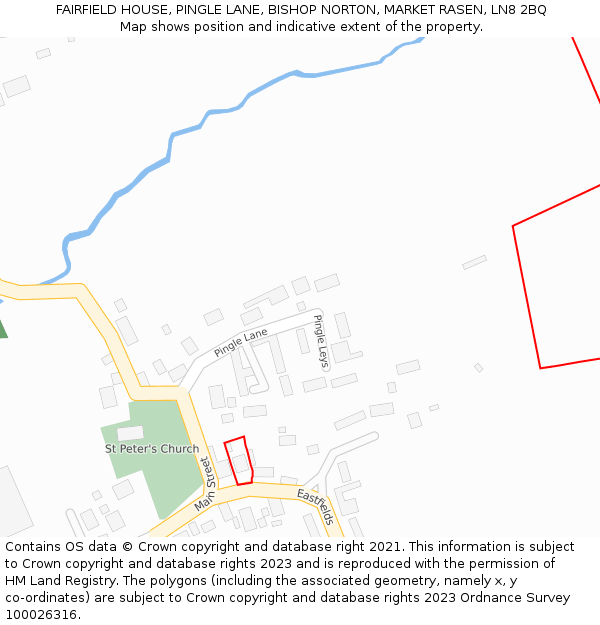 FAIRFIELD HOUSE, PINGLE LANE, BISHOP NORTON, MARKET RASEN, LN8 2BQ: Location map and indicative extent of plot