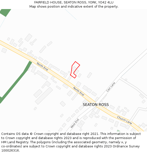 FAIRFIELD HOUSE, SEATON ROSS, YORK, YO42 4LU: Location map and indicative extent of plot