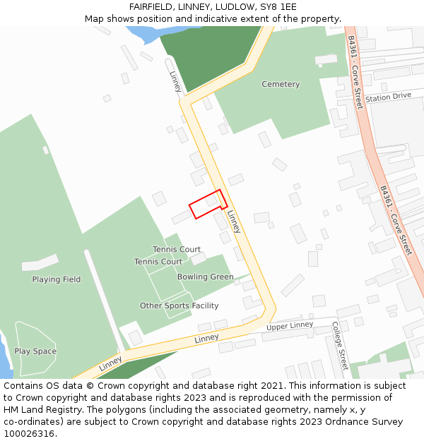 FAIRFIELD, LINNEY, LUDLOW, SY8 1EE: Location map and indicative extent of plot