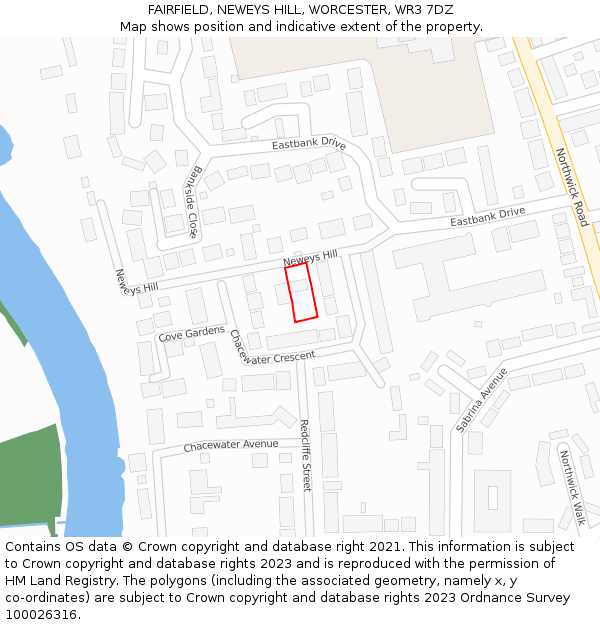FAIRFIELD, NEWEYS HILL, WORCESTER, WR3 7DZ: Location map and indicative extent of plot