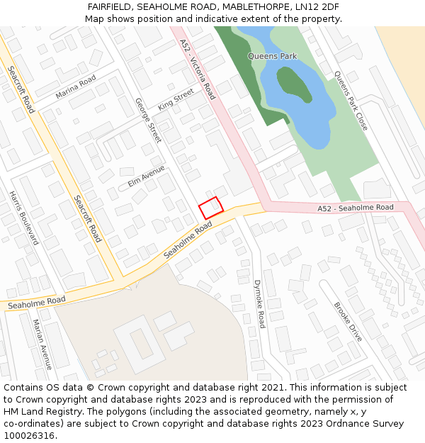 FAIRFIELD, SEAHOLME ROAD, MABLETHORPE, LN12 2DF: Location map and indicative extent of plot