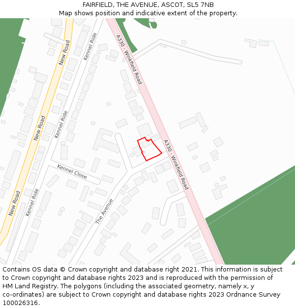 FAIRFIELD, THE AVENUE, ASCOT, SL5 7NB: Location map and indicative extent of plot