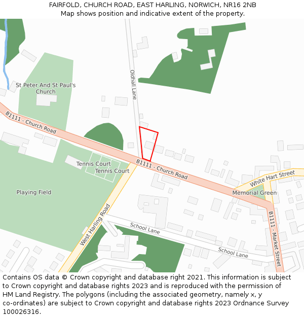 FAIRFOLD, CHURCH ROAD, EAST HARLING, NORWICH, NR16 2NB: Location map and indicative extent of plot