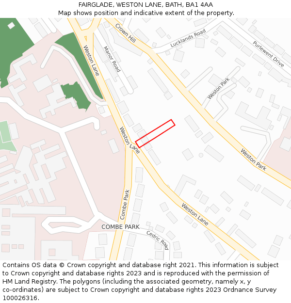 FAIRGLADE, WESTON LANE, BATH, BA1 4AA: Location map and indicative extent of plot
