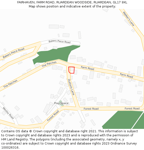 FAIRHAVEN, FARM ROAD, RUARDEAN WOODSIDE, RUARDEAN, GL17 9XL: Location map and indicative extent of plot