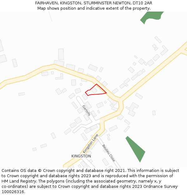 FAIRHAVEN, KINGSTON, STURMINSTER NEWTON, DT10 2AR: Location map and indicative extent of plot