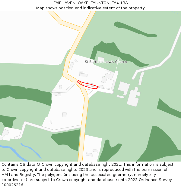 FAIRHAVEN, OAKE, TAUNTON, TA4 1BA: Location map and indicative extent of plot