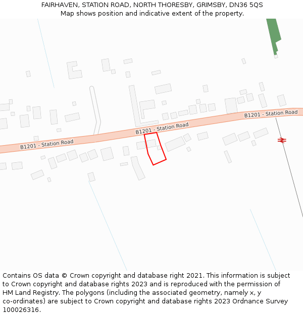 FAIRHAVEN, STATION ROAD, NORTH THORESBY, GRIMSBY, DN36 5QS: Location map and indicative extent of plot