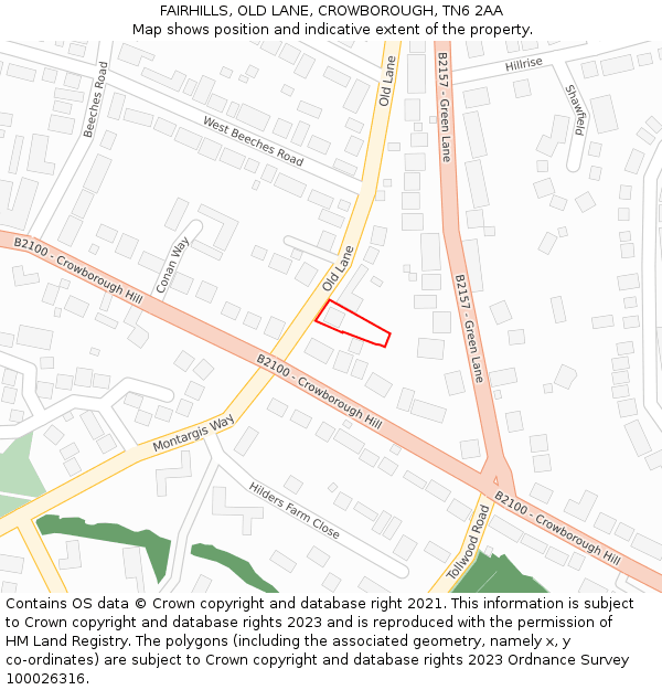 FAIRHILLS, OLD LANE, CROWBOROUGH, TN6 2AA: Location map and indicative extent of plot