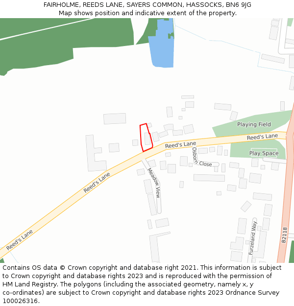 FAIRHOLME, REEDS LANE, SAYERS COMMON, HASSOCKS, BN6 9JG: Location map and indicative extent of plot