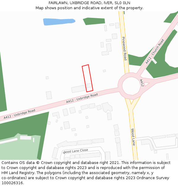 FAIRLAWN, UXBRIDGE ROAD, IVER, SL0 0LN: Location map and indicative extent of plot