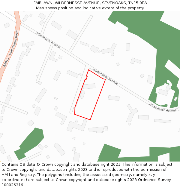 FAIRLAWN, WILDERNESSE AVENUE, SEVENOAKS, TN15 0EA: Location map and indicative extent of plot