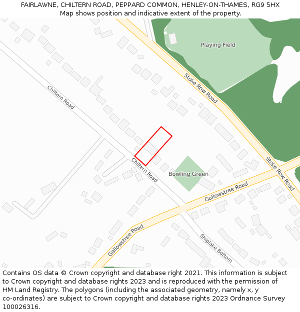 FAIRLAWNE, CHILTERN ROAD, PEPPARD COMMON, HENLEY-ON-THAMES, RG9 5HX: Location map and indicative extent of plot