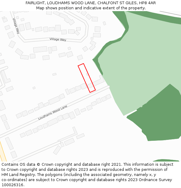 FAIRLIGHT, LOUDHAMS WOOD LANE, CHALFONT ST GILES, HP8 4AR: Location map and indicative extent of plot