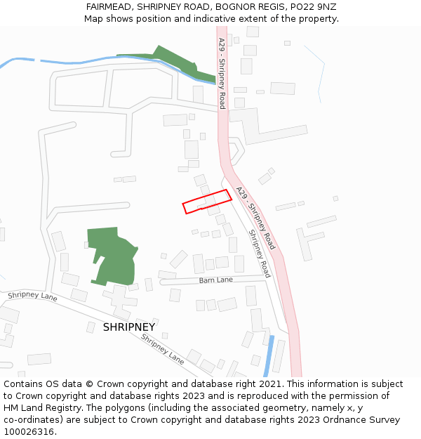 FAIRMEAD, SHRIPNEY ROAD, BOGNOR REGIS, PO22 9NZ: Location map and indicative extent of plot