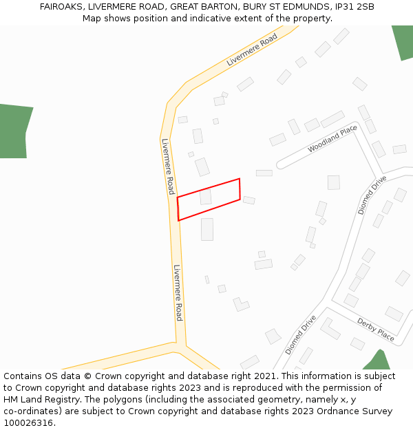 FAIROAKS, LIVERMERE ROAD, GREAT BARTON, BURY ST EDMUNDS, IP31 2SB: Location map and indicative extent of plot