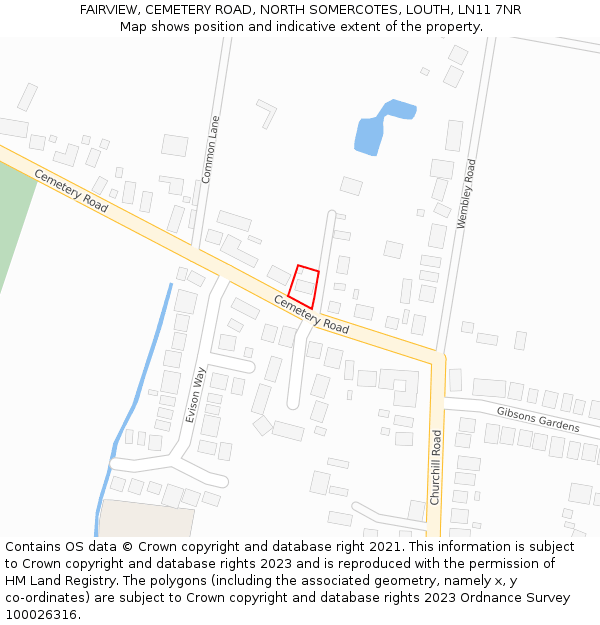 FAIRVIEW, CEMETERY ROAD, NORTH SOMERCOTES, LOUTH, LN11 7NR: Location map and indicative extent of plot