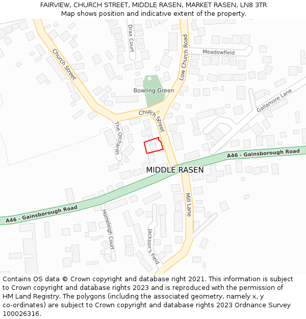 FAIRVIEW, CHURCH STREET, MIDDLE RASEN, MARKET RASEN, LN8 3TR: Location map and indicative extent of plot