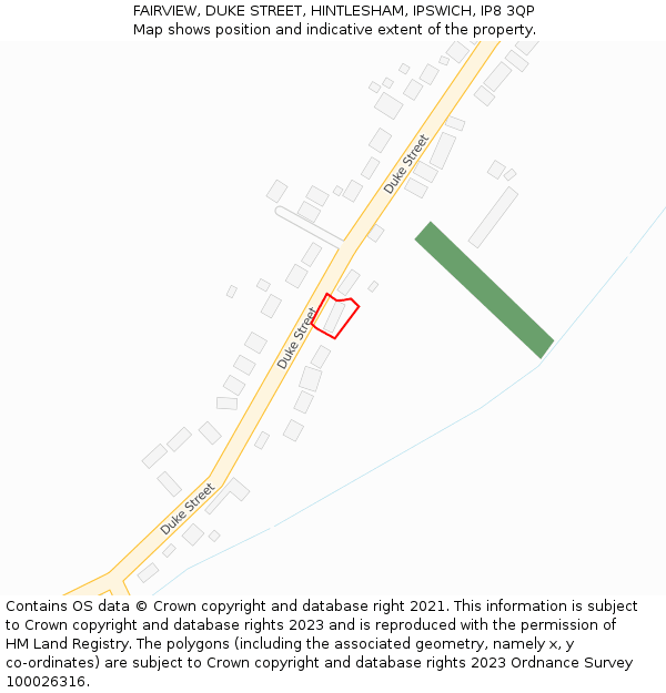 FAIRVIEW, DUKE STREET, HINTLESHAM, IPSWICH, IP8 3QP: Location map and indicative extent of plot