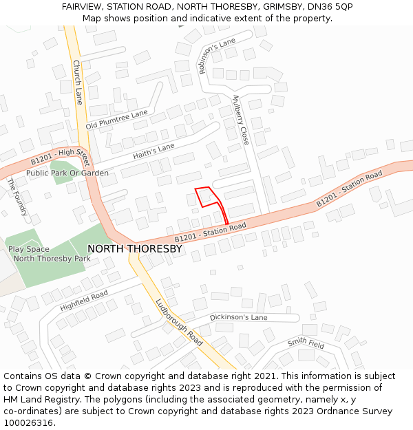 FAIRVIEW, STATION ROAD, NORTH THORESBY, GRIMSBY, DN36 5QP: Location map and indicative extent of plot