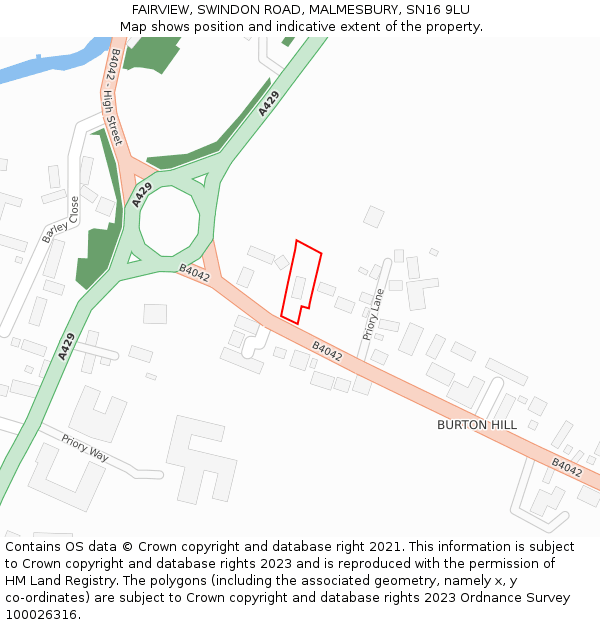 FAIRVIEW, SWINDON ROAD, MALMESBURY, SN16 9LU: Location map and indicative extent of plot