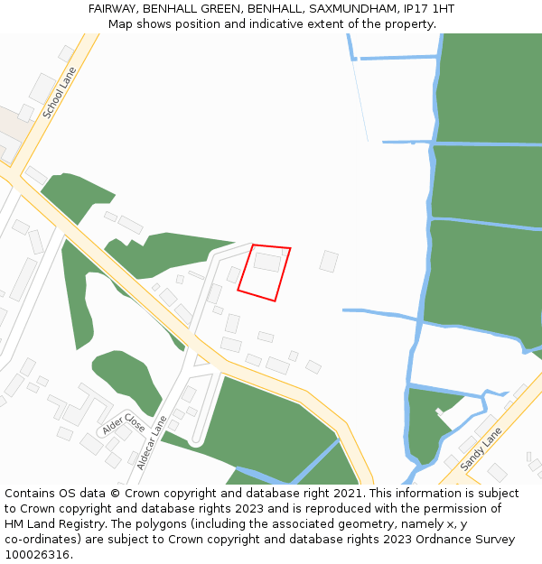 FAIRWAY, BENHALL GREEN, BENHALL, SAXMUNDHAM, IP17 1HT: Location map and indicative extent of plot