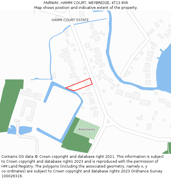 FAIRWAY, HAMM COURT, WEYBRIDGE, KT13 8YA: Location map and indicative extent of plot