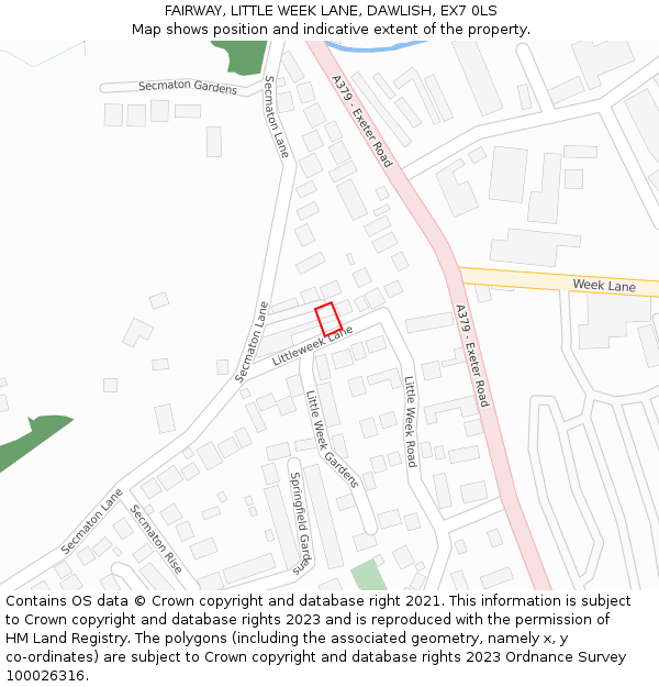 FAIRWAY, LITTLE WEEK LANE, DAWLISH, EX7 0LS: Location map and indicative extent of plot