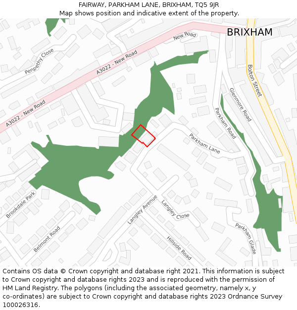 FAIRWAY, PARKHAM LANE, BRIXHAM, TQ5 9JR: Location map and indicative extent of plot