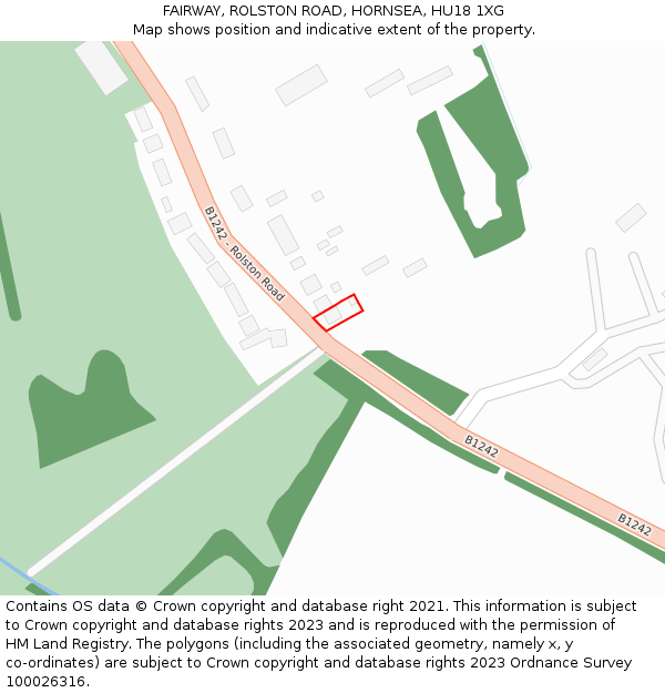 FAIRWAY, ROLSTON ROAD, HORNSEA, HU18 1XG: Location map and indicative extent of plot