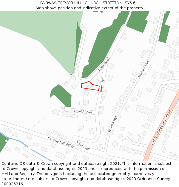 FAIRWAY, TREVOR HILL, CHURCH STRETTON, SY6 6JH: Location map and indicative extent of plot