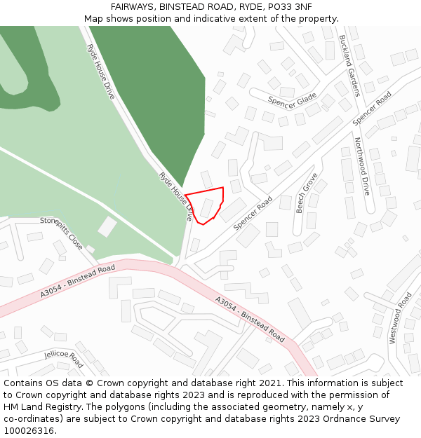 FAIRWAYS, BINSTEAD ROAD, RYDE, PO33 3NF: Location map and indicative extent of plot