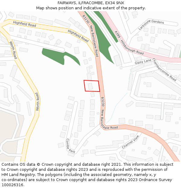 FAIRWAYS, ILFRACOMBE, EX34 9NX: Location map and indicative extent of plot