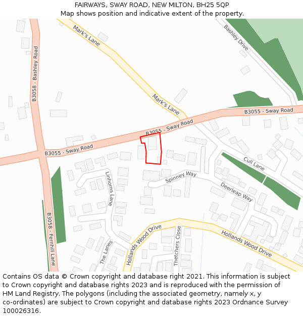 FAIRWAYS, SWAY ROAD, NEW MILTON, BH25 5QP: Location map and indicative extent of plot
