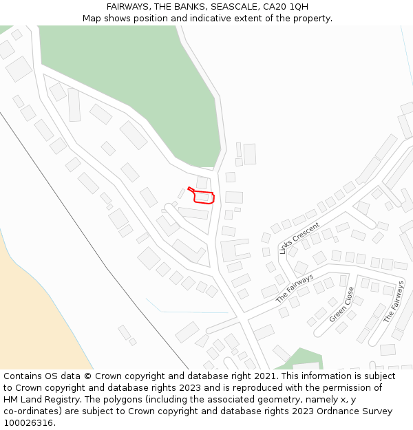 FAIRWAYS, THE BANKS, SEASCALE, CA20 1QH: Location map and indicative extent of plot