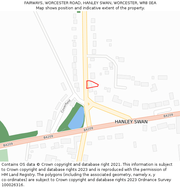 FAIRWAYS, WORCESTER ROAD, HANLEY SWAN, WORCESTER, WR8 0EA: Location map and indicative extent of plot