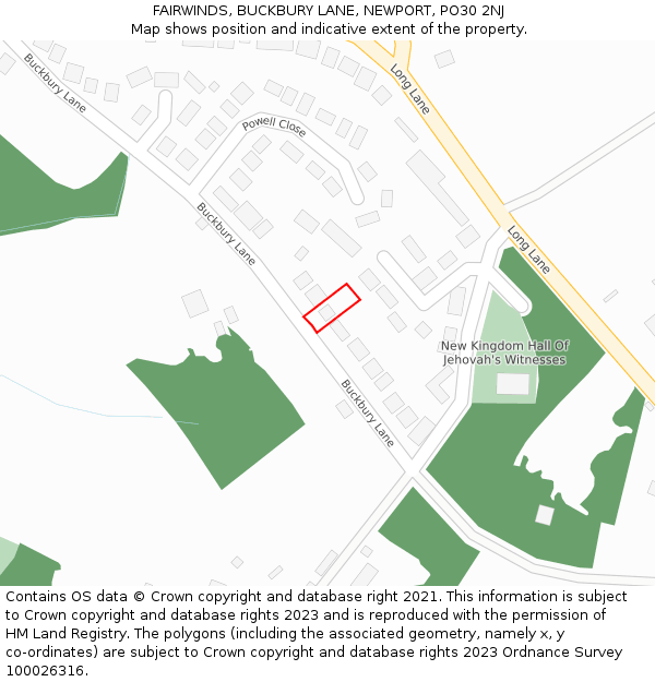 FAIRWINDS, BUCKBURY LANE, NEWPORT, PO30 2NJ: Location map and indicative extent of plot