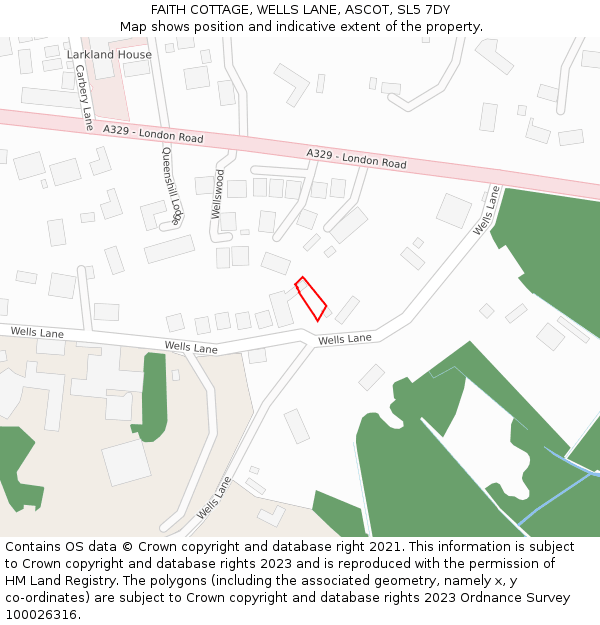 FAITH COTTAGE, WELLS LANE, ASCOT, SL5 7DY: Location map and indicative extent of plot