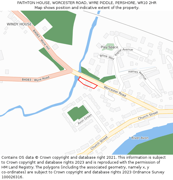 FAITHTON HOUSE, WORCESTER ROAD, WYRE PIDDLE, PERSHORE, WR10 2HR: Location map and indicative extent of plot