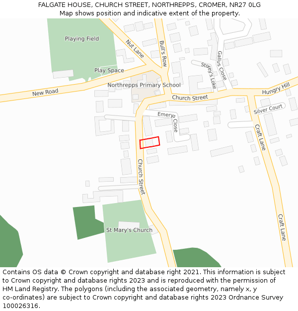 FALGATE HOUSE, CHURCH STREET, NORTHREPPS, CROMER, NR27 0LG: Location map and indicative extent of plot