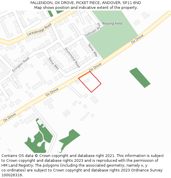 FALLENDON, OX DROVE, PICKET PIECE, ANDOVER, SP11 6ND: Location map and indicative extent of plot