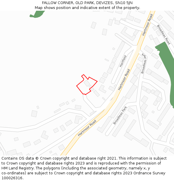 FALLOW CORNER, OLD PARK, DEVIZES, SN10 5JN: Location map and indicative extent of plot